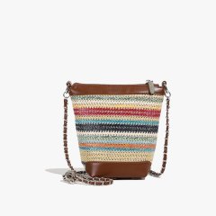Fresh, elegant and fashionable small bag for women, new style, versatile, rainbow striped mobile phone bag, high-end trendy crossbody bag