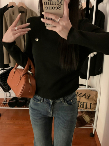 Pure lust hottie petite slim-fitting soft and waxy inner wear short long-sleeved T-shirt bottoming top