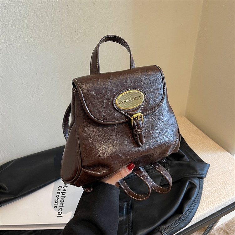 Backpack women's new Korean style fashion handbag casual versatile texture going out foreign style solid color backpack