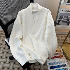 New American cardigan sweater design for autumn and winter with lazy style knitted sweater jacket