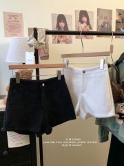 White High Waisted Slim Shorts Autumn and Winter Soft A-Line Casual Pants