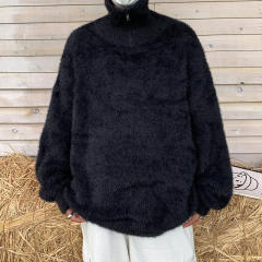 Turtleneck sweater men's half-zip loose lazy style sweater trendy brand versatile autumn and winter sweater jacket