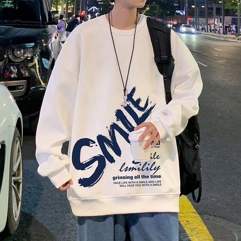 Original niche high street trendy brand round neck sweatshirt spring and autumn loose long-sleeved bottoming shirt t