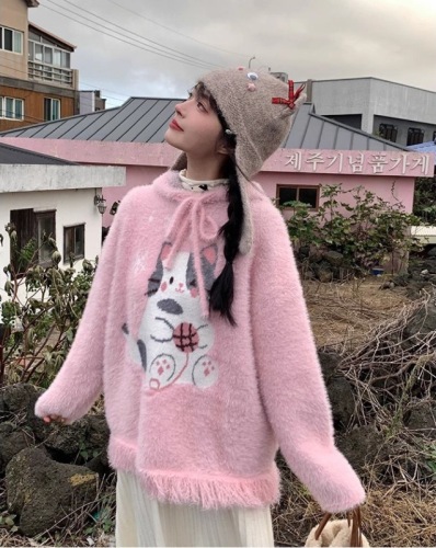 Winter college style soft waxy sweater for women early winter inner layering sweater top