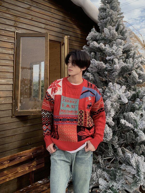 Christmas bear sweater design niche American style lazy style sweater