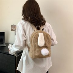 2024 New Fashion Personalized Two-Color Rabbit Ears Plush Bag for Women Japanese Cute Girls Travel Backpack