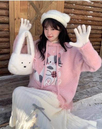 Winter college style soft waxy sweater for women early winter inner layering sweater top