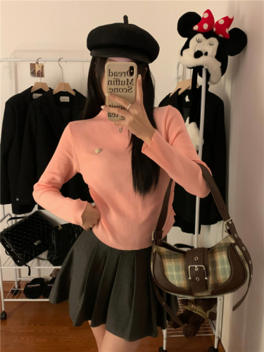 Pure lust hottie petite slim-fitting soft and waxy inner wear short long-sleeved T-shirt bottoming top