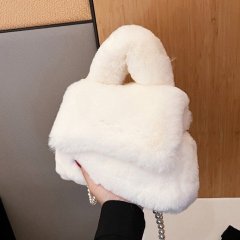 Wholesale new autumn and winter Korean style high-looking plush bags, simple and elegant pearl chain flip messenger bag for women