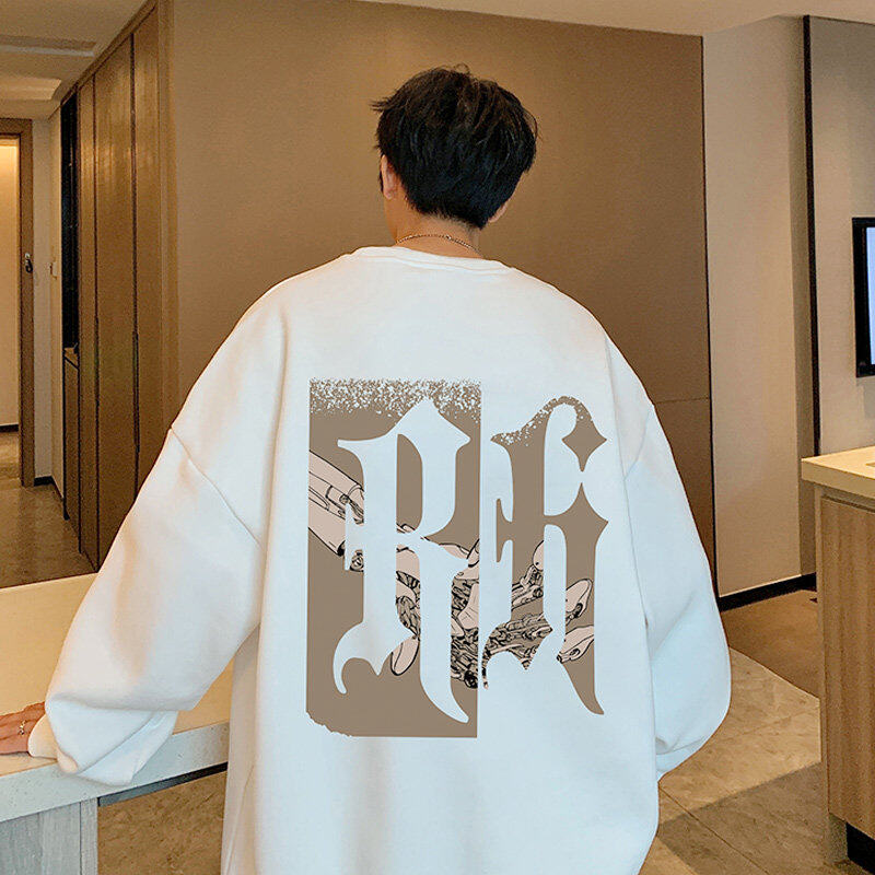 Street fashion brand round neck sweatshirt spring and autumn loose couple heavyweight long sleeve