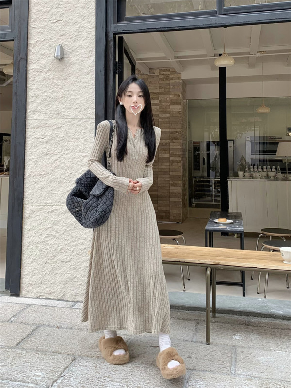 New Autumn and Winter New Waist Slimming Hip Skirt Bottoming Skirt French Knitted Long Skirt Korean Style