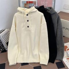 Autumn and winter super nice hooded sweater men's half cardigan sweater
