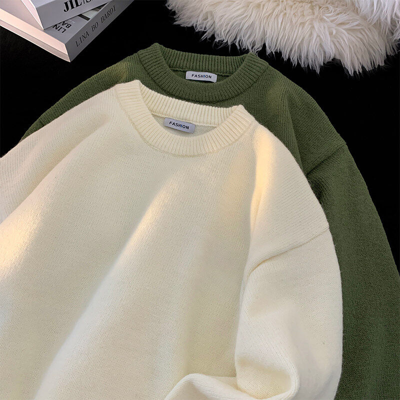 Guangdong high-quality raw yarn non-dyed true arctic velvet anti-pilling solid color crew neck sweater