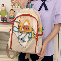 2024 New Contrast Color Creative Backpack College Student Casual Versatile Backpack Junior High School Student Class Casual School Bag