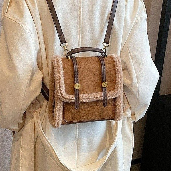 CHARHP&KEJNT official authentic backpack women's 2024 new high-end furry backpack single shoulder crossbody bag