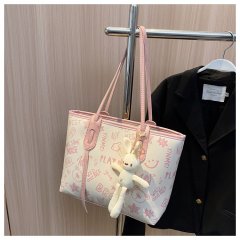 Tote bag women's large-capacity shoulder bag high-end large bag 2024 new fashion niche graffiti class commuting bag