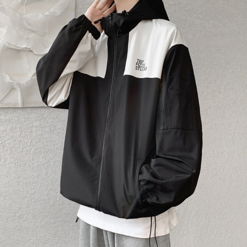 Autumn Color Block Casual Jacket Hooded Jacket