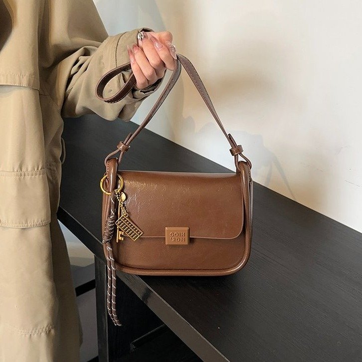Soft leather tofu block small square bag for women 2024 Maillard texture niche three-dimensional one-shoulder crossbody bag genuine leather casual