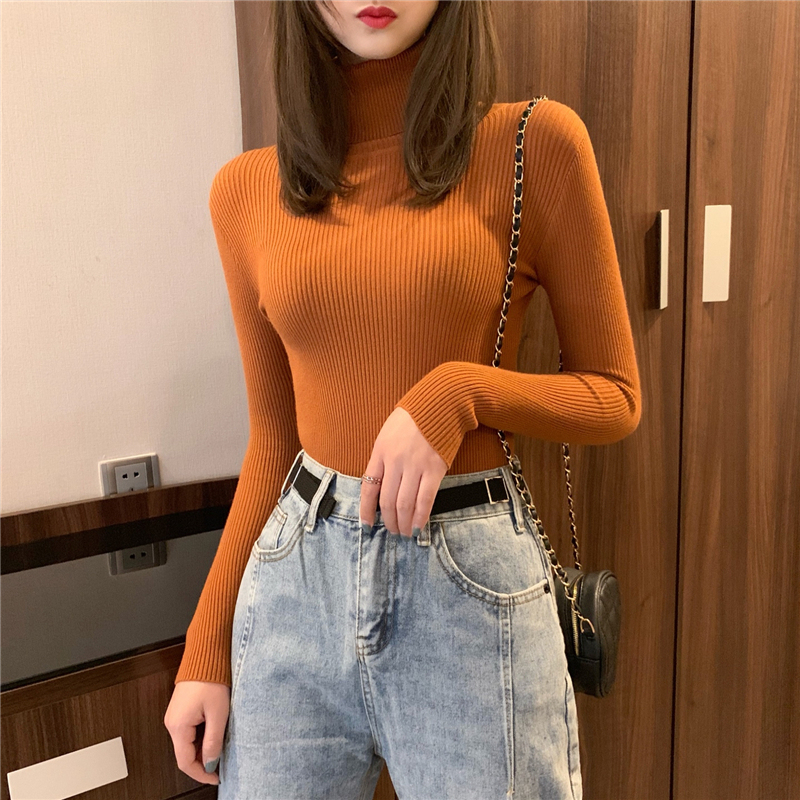 New versatile turtleneck sweater bottoming shirt slim fit autumn and winter long-sleeved sweater for women
