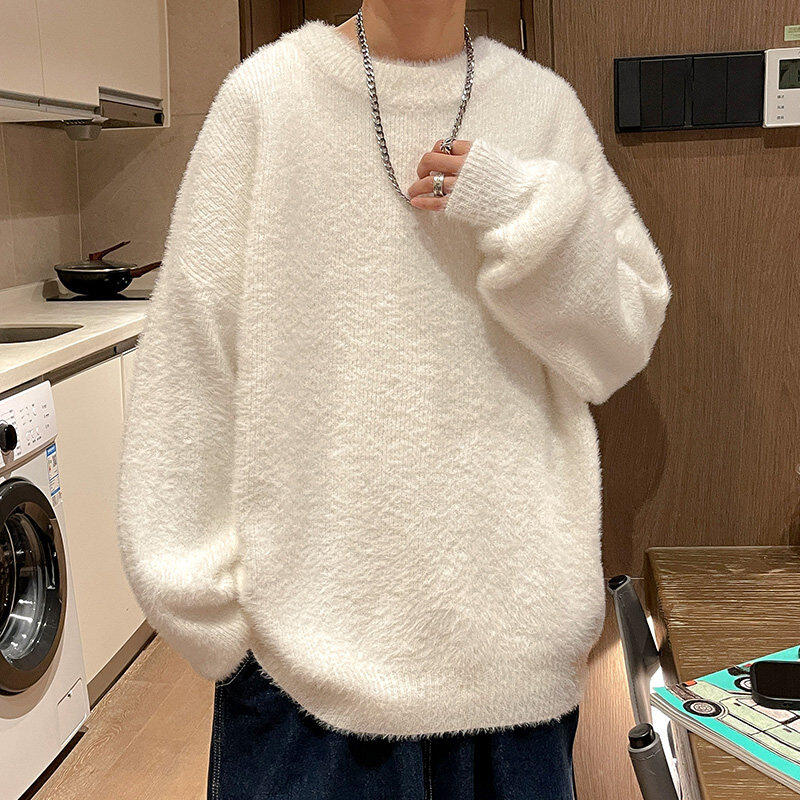New autumn and winter men's knitted sweaters round neck men's mohair sweaters for men