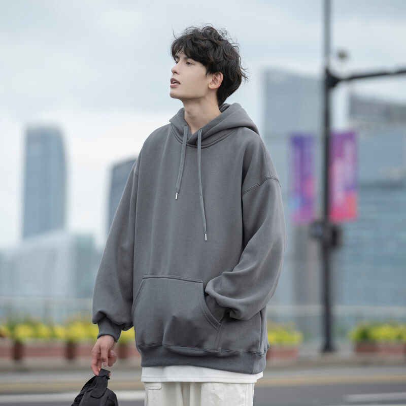 Autumn and winter Ollie solid color hoodie top men's artistic loose ins hooded sweatshirt