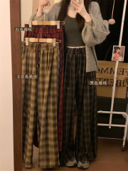 Autumn and winter retro lazy style pants Korean style high-waisted design woolen wide-leg pants