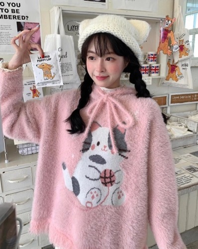 Winter college style soft waxy sweater for women early winter inner layering sweater top