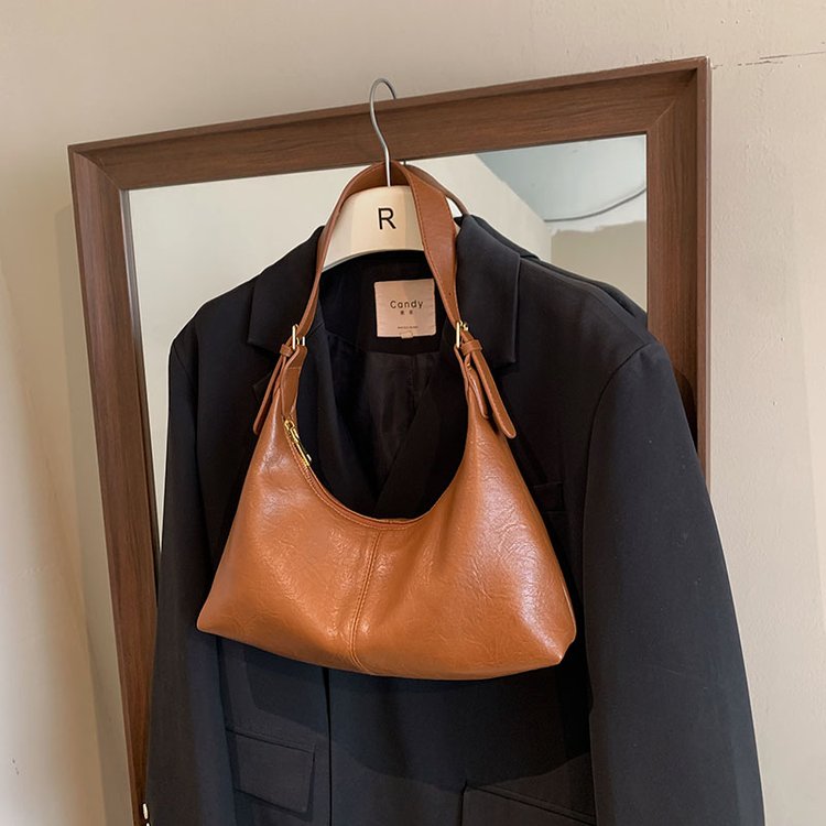 Suede premium texture armpit bag new niche design baguette bag retro pu leather shoulder crossbody bag