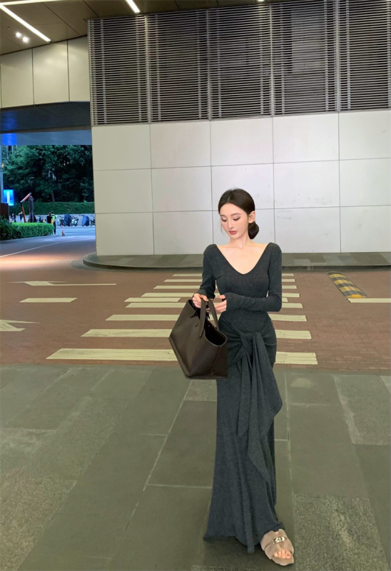 Stylish design hot girl slim fit T-shirt dress + shawl