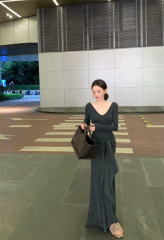 Stylish design hot girl slim fit T-shirt dress + shawl