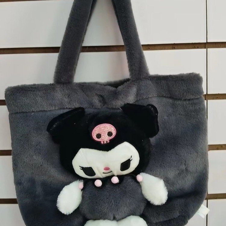 New autumn and winter cartoon cute plush bag women's shoulder bag high-end large-capacity student portable shoulder bag