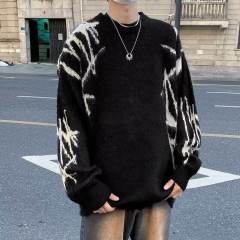 Autumn and winter round neck pullover sweater for men, trendy Japanese brand, thickened design sweater for teenagers