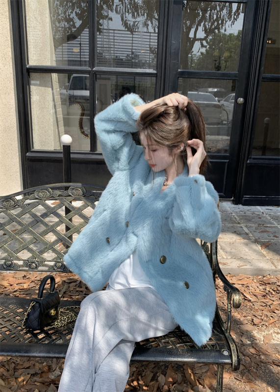 New autumn and winter mink fur one-piece wide coat