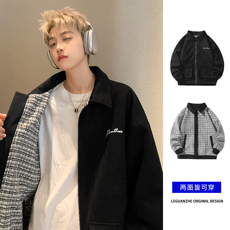New autumn style Hong Kong style outdoor large size double-sided suede jacket