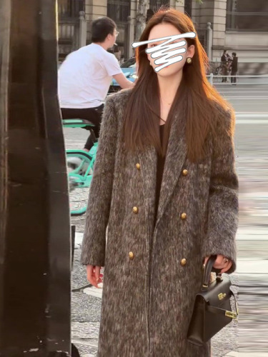 New winter fashionable high-end gray long plush coat