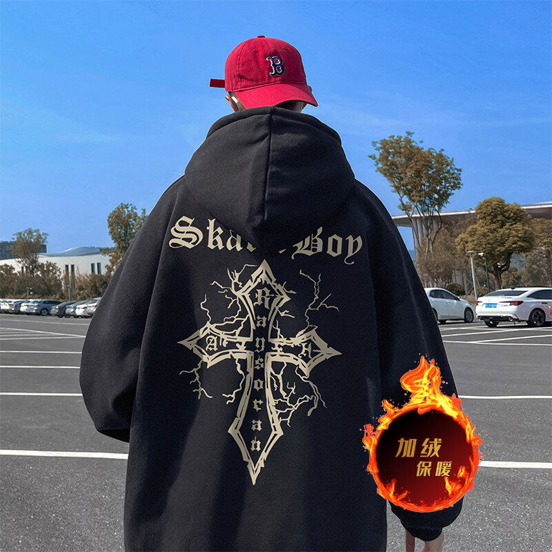 500g heavyweight autumn and winter American style velvet thickened sweatshirt jacket