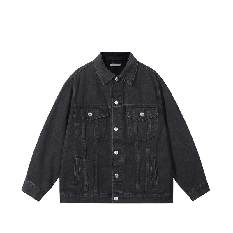 New style washed letter terry embroidered loose workwear denim jacket