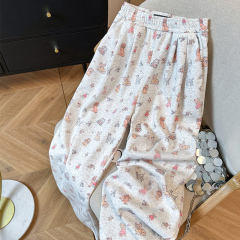 Korean chic animal print Yamamoto pants for women in autumn and winter plus velvet casual high-waist drape lazy wide-leg pants for small people