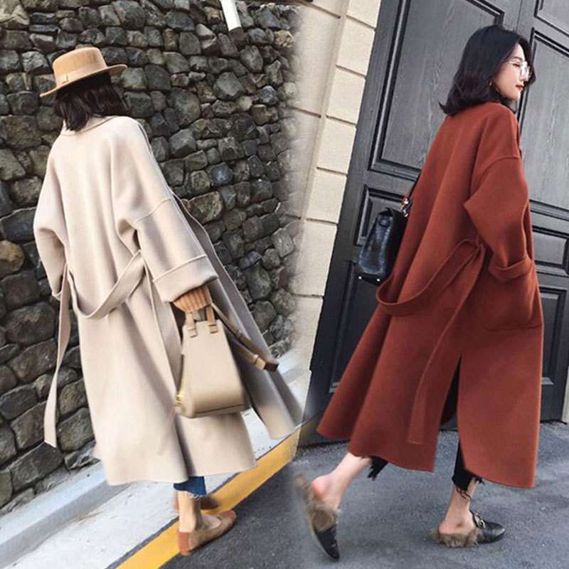 Cashmere coat women's mid-length autumn and winter popular new Korean style loose college style woolen coat for women