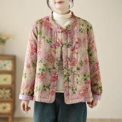 Chinese style old cloth Zen style plus cotton and thickened cotton coat women's winter Hanfu cotton and linen cotton jacket top