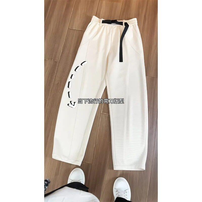 American off-white heavyweight sweatpants men's autumn and winter Korean style velvet pants sports scimitar pants
