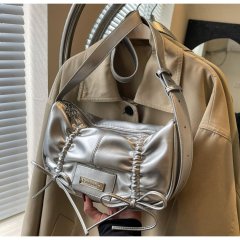 Korean Matin bag 2024 summer new style bow drawstring shoulder handbag niche design armpit bag