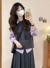 Skirts, women's outfits, college style shirts, vests, autumn outfits, a complete set