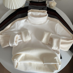 Winter thickened velvet and versatile high-neck T-shirt, simple outer wear and solid color bottoming top