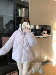 Winter fashion Korean style simple casual versatile hooded cotton coat for women