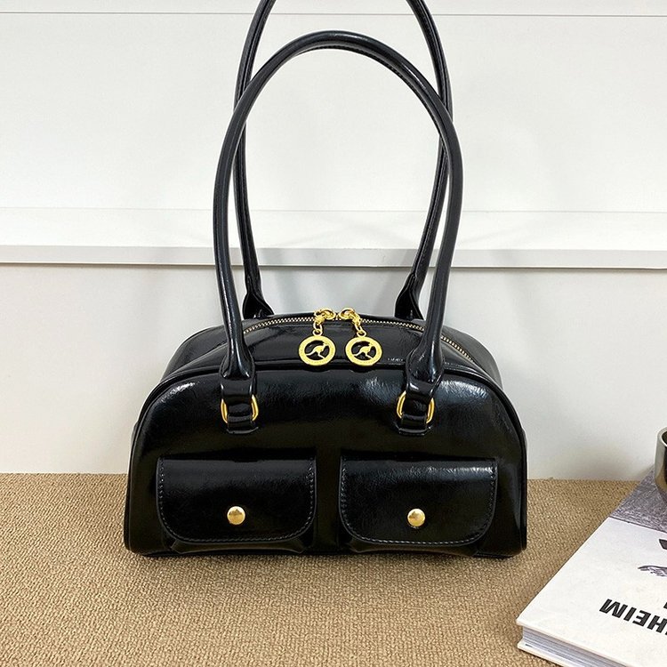 Cross-border popular retro armpit bag for women 2024 new Korean style portable double pocket PU leather shoulder tote bag