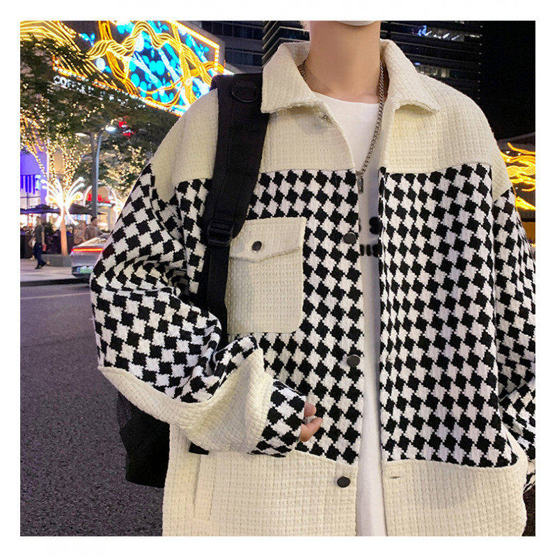 Small fragrant style stitching design fashionable loose jacket men's spring and autumn trendy high-end large size jacket