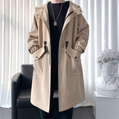 A【Year-round】23 Autumn Windbreaker Men's Medium Long Jacket Men's Coat