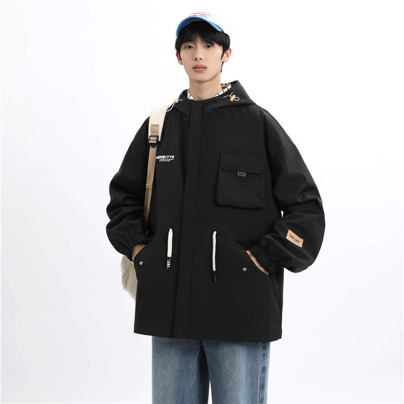 Spring and Autumn Style Hooded Jacket Men's Trendy Brand Large Size Workwear