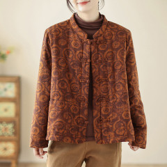 Chinese style old cloth Zen style plus cotton and thickened cotton coat women's winter Hanfu cotton and linen cotton jacket top